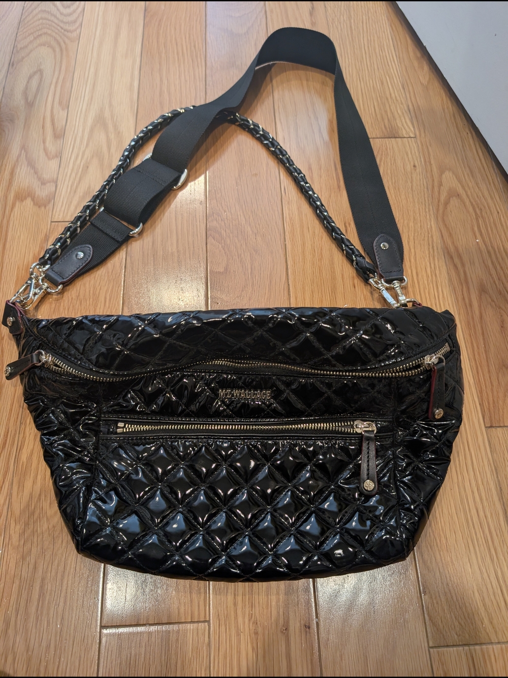 MZ Wallace Crosby Crossbody Black Lacquer